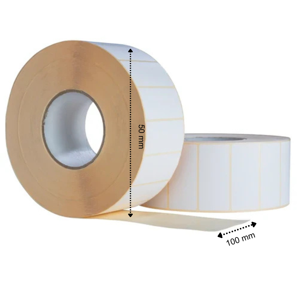 Etiquetas térmicas 100x50 mm – 3500 etiquetas por rollo, mandril de 76 mm, blancas, ECO, permanentes