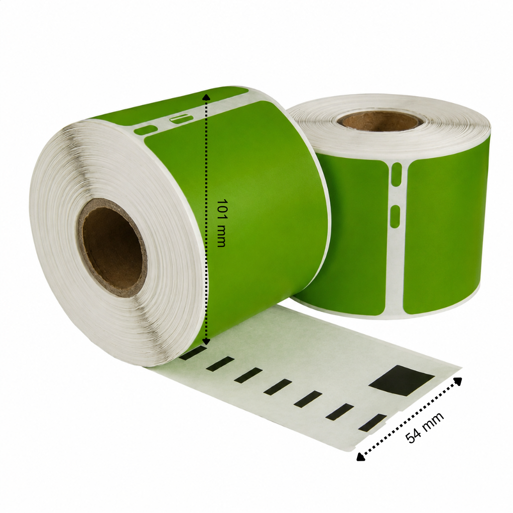 Etiquetas compatibles Dymo 99014 verdes, 101 mm x 54 mm, 220 etiquetas, permanente