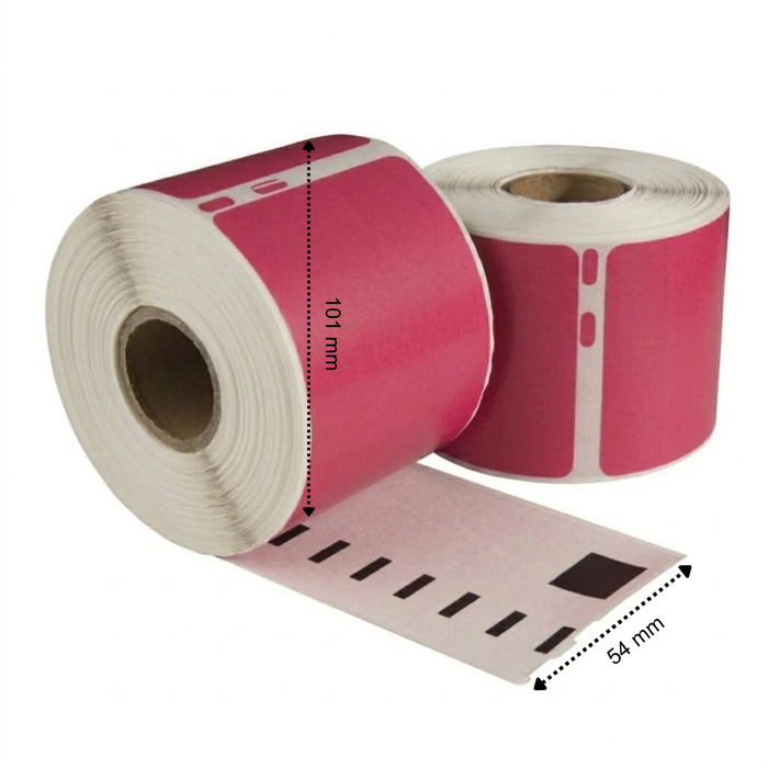 Etiquetas compatibles con Dymo 99014 rosa, 101 mm x 54 mm, 220 etiquetas, permanentes