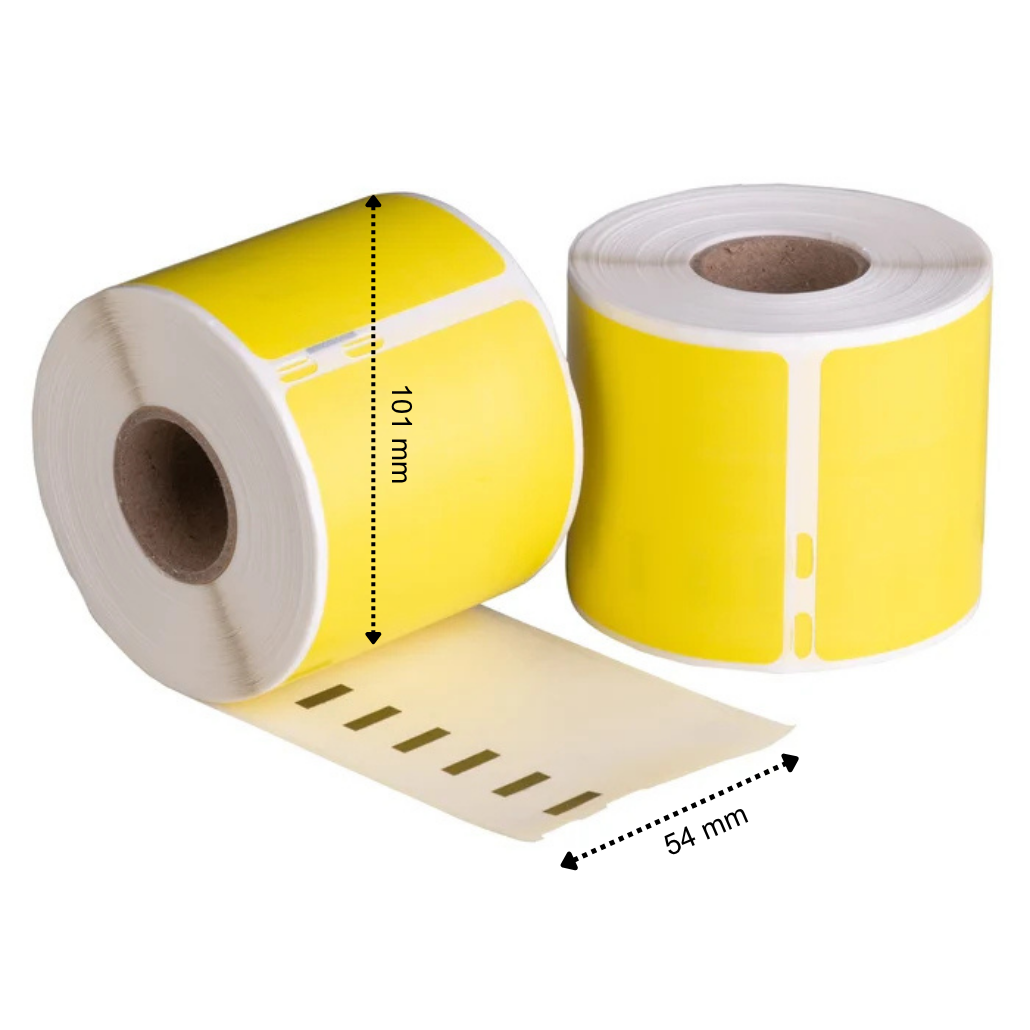 Etiquetas compatibles Dymo 99014 amarillas, 101 mm x 54 mm, 220 etiquetas, permanente