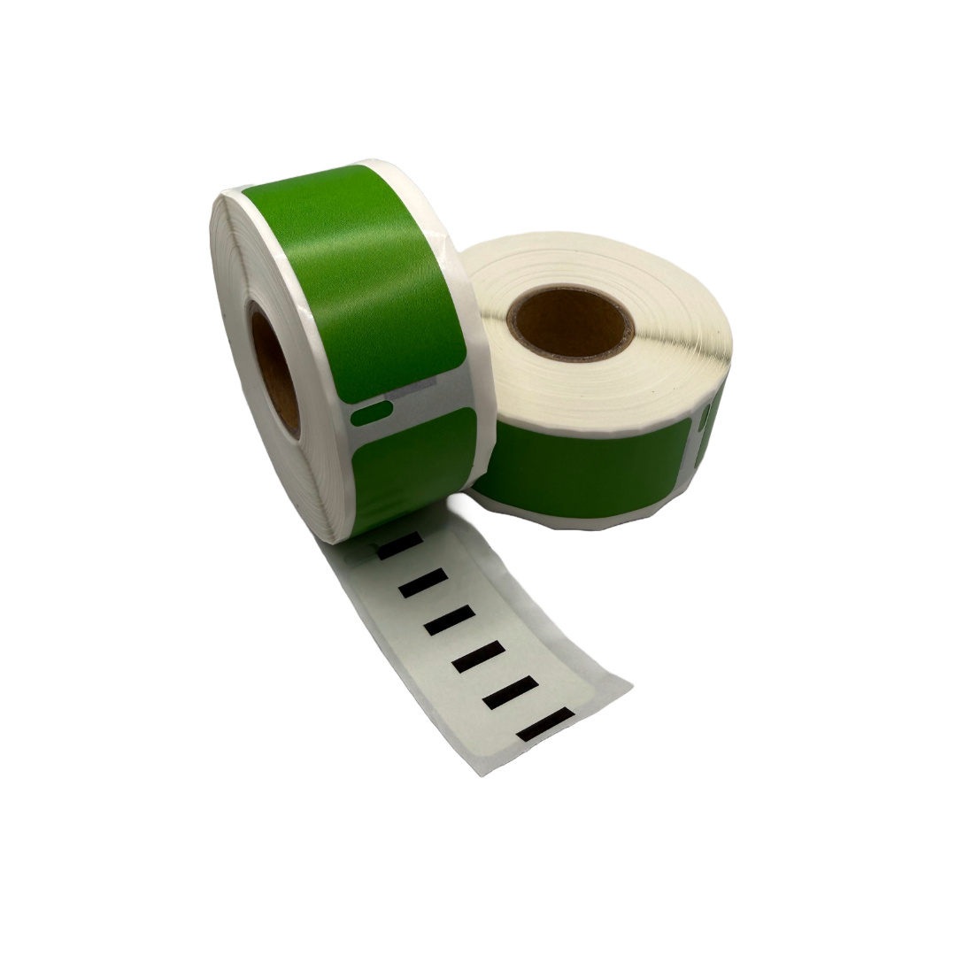 Etiquetas compatibles Dymo 11352, 54x25 mm, 500 etiquetas por rollo, verde, adhesivo permanente, para impresoras de etiquetas