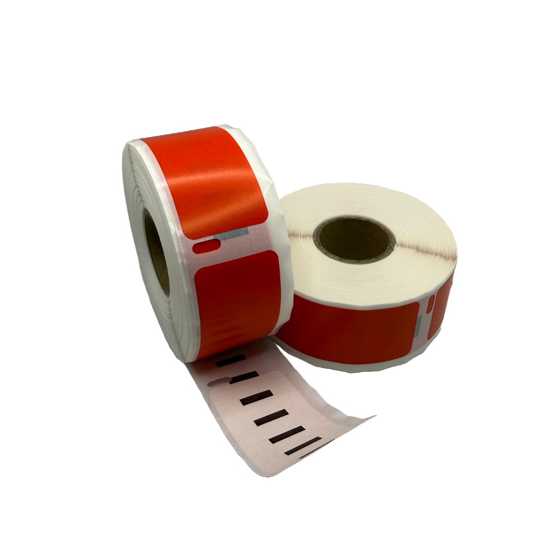 Etiquetas compatibles Dymo 11352 54x25 mm 500 etiquetas por rollo rojo permanente para impresoras de etiquetas