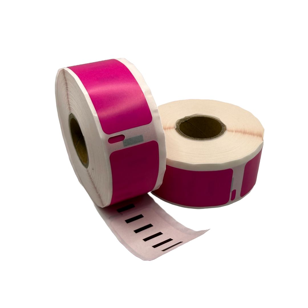 Etiquetas compatibles Dymo 11352 54x25 mm 500 etiquetas por rollo rosa permanente para impresoras de etiquetas