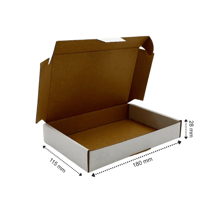 100 x cajas para buzón A6 blancas (180 x 115 x 28 mm)