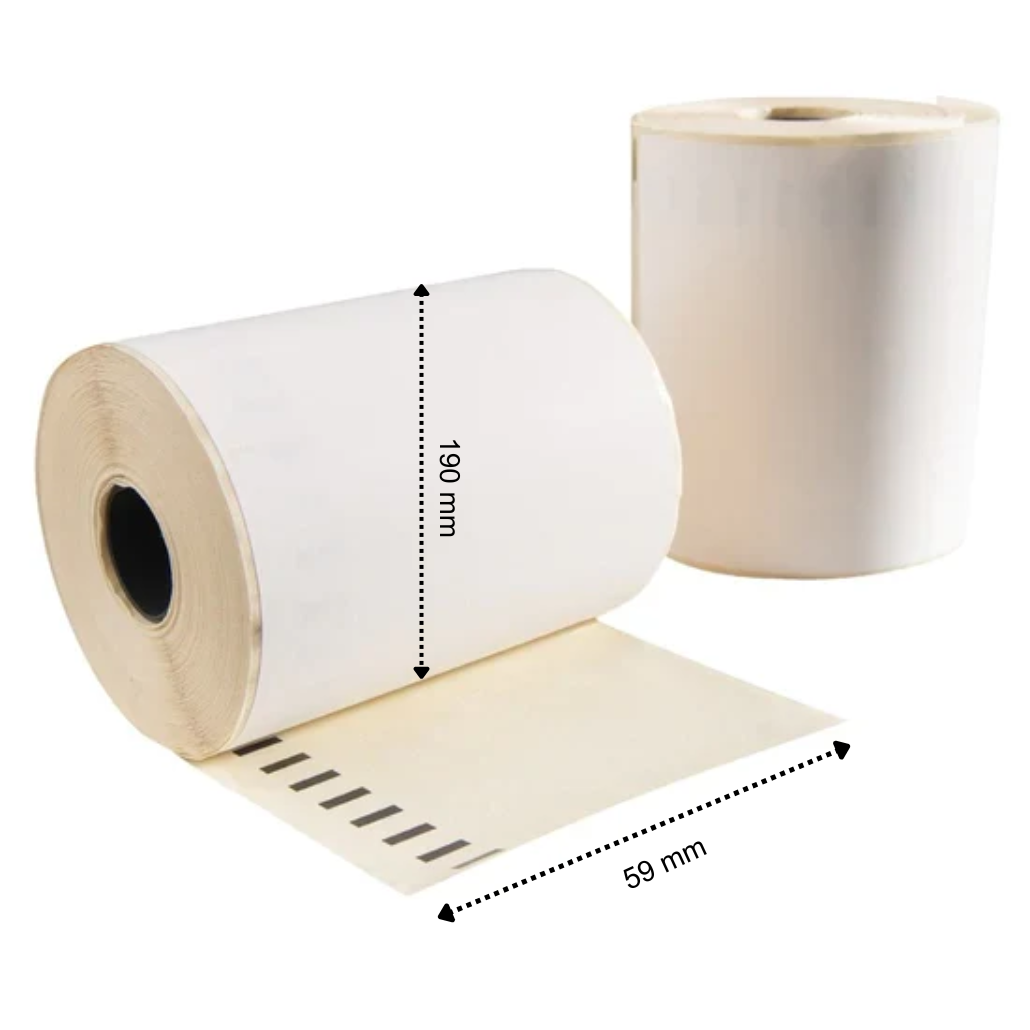 Etiquetas de plástico compatibles con Dymo 2112288 / 1933087, 190 mm x 59 mm, 170 etiquetas por rollo, blancas, PP permanente