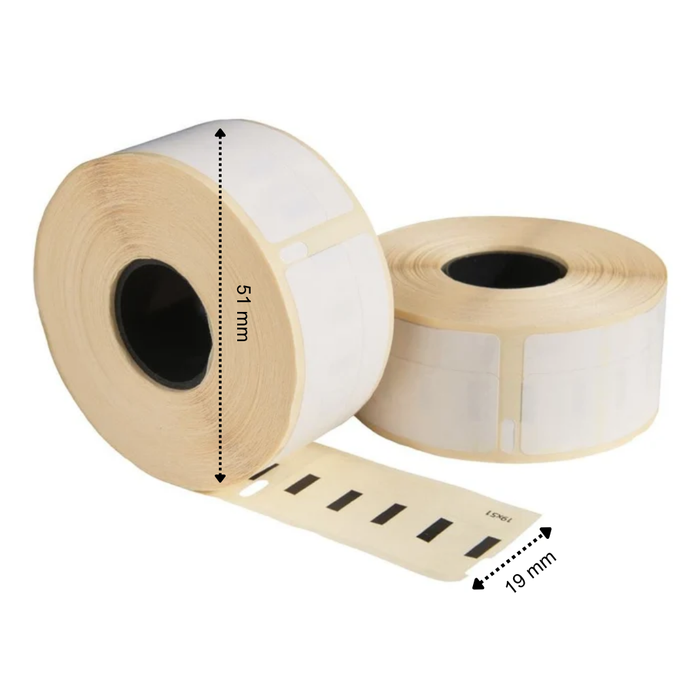 Etiquetas compatibles Dymo 11355 extraíbles / S0722550, 19 mm x 51 mm, 500 etiquetas por rollo, blancas