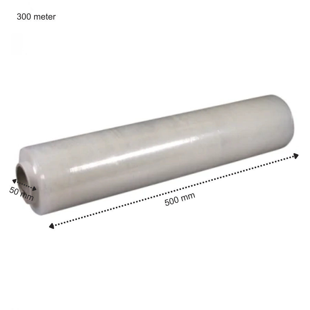 Película de embalaje manual transparente - 500 mm x 300 metros - Núcleo de 50 mm
