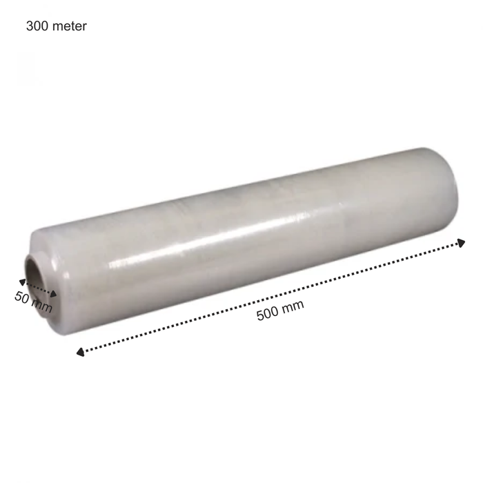 Película de embalaje manual transparente - 500 mm x 300 metros - Núcleo de 50 mm