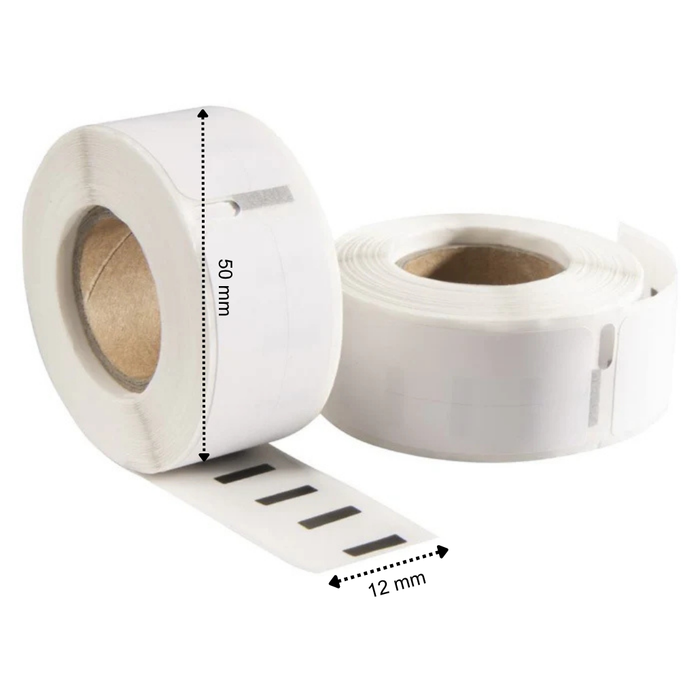 Etiquetas compatibles Dymo 99017 / S0722460, 50 mm x 12 mm, 220 etiquetas por rollo, blanco, permanente