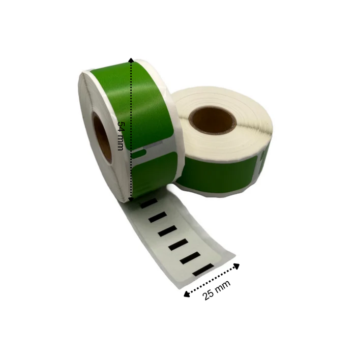 Etiquetas compatibles Dymo 11352, 54x25 mm, 500 etiquetas por rollo, verde, adhesivo permanente, para impresoras de etiquetas