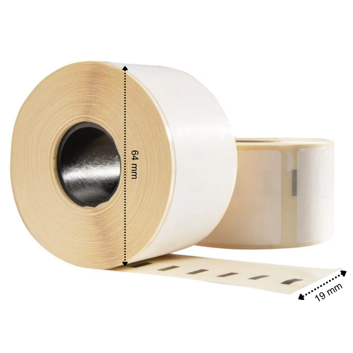 Etiquetas de plástico compatibles con Dymo 2112284 / 1933085, 64 mm x 19 mm, 450 etiquetas por rollo, blancas, PP permanente