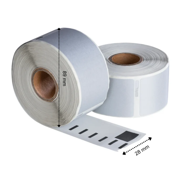 Etiquetas compatibles Dymo 99010 plateadas, 89 mm x 28 mm, 260 etiquetas, permanente