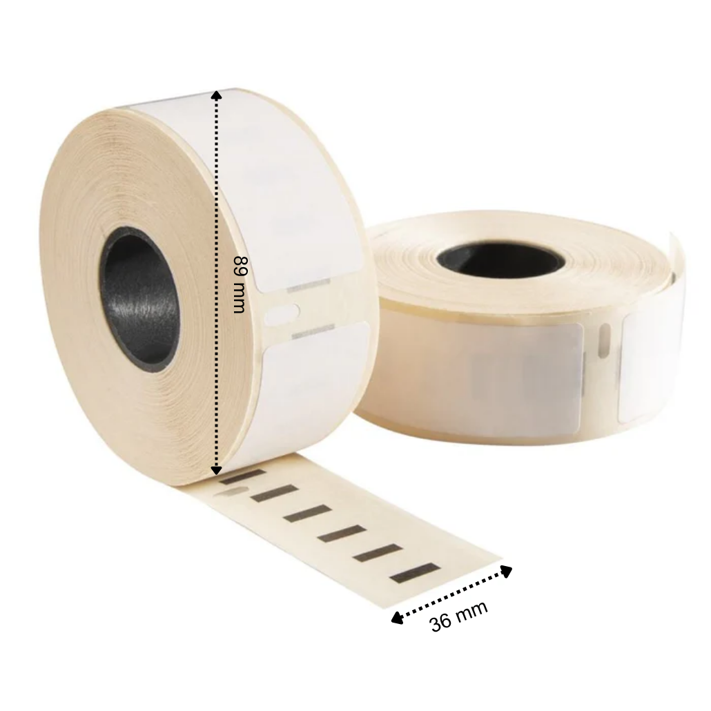 Etiquetas compatibles extraíbles Dymo 99012 / S0722400, 89 mm x 36 mm, 260 etiquetas por rollo, blancas