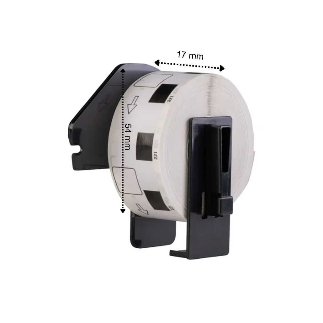 Etiquetas compatibles con Brother DK-11204, 17 mm x 54 mm, 400 etiquetas por rollo, con portarrollos Brother, permanentes
