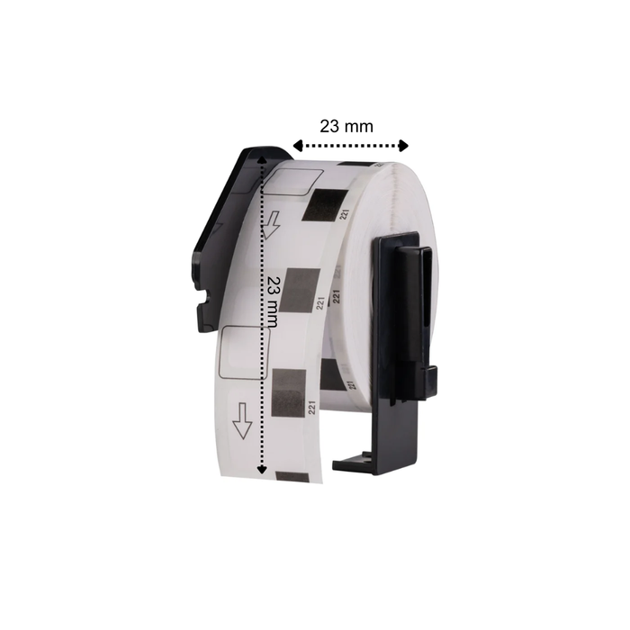 Etiquetas compatibles Brother DK-11221, 23 mm x 23 mm, 1.000 etiquetas por rollo, incl. soporte Brother, permanente