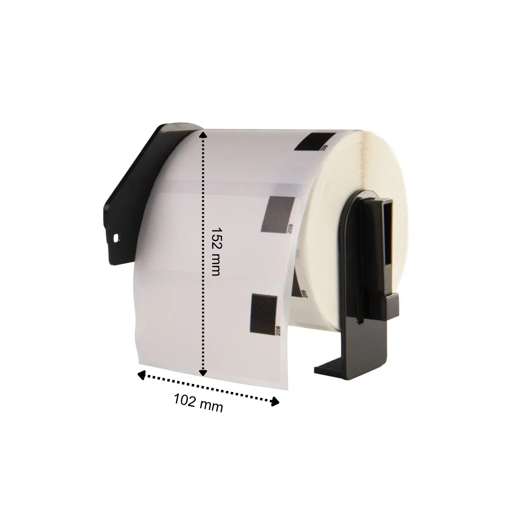 Etiquetas compatibles con Brother DK-11241, 102 mm x 152 mm, 200 etiquetas por rollo, con soporte Brother, permanentes