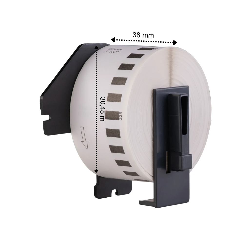 Etiquetas compatibles Brother DK-22225, 38 mm x 30,48 m, incl. soporte Brother, permanente