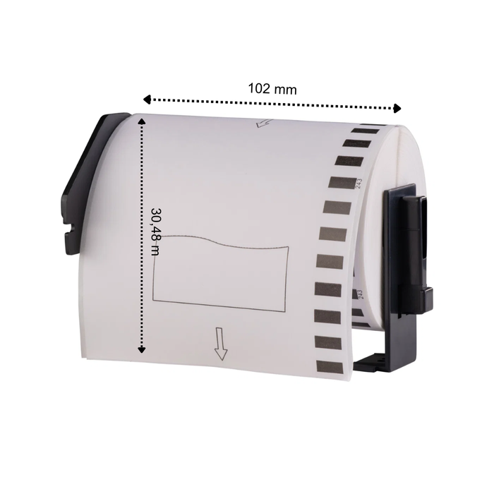 Etiquetas compatibles con Brother DK-22243, 102 mm x 30,48 m, con portacasetes Brother, permanentes