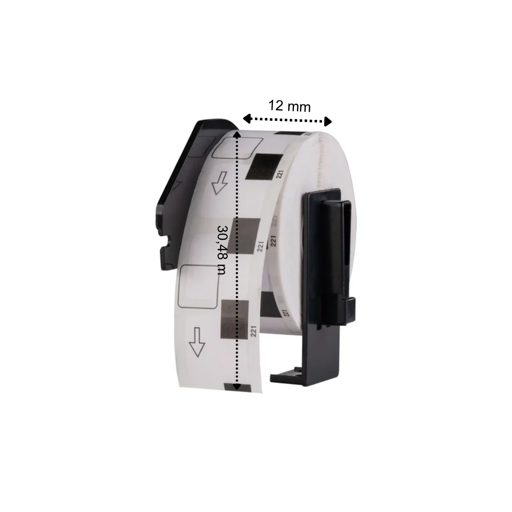 Etiquetas compatibles con DK-22214, 12 mm × 30,48 m, incluido el soporte Brother, permanentes