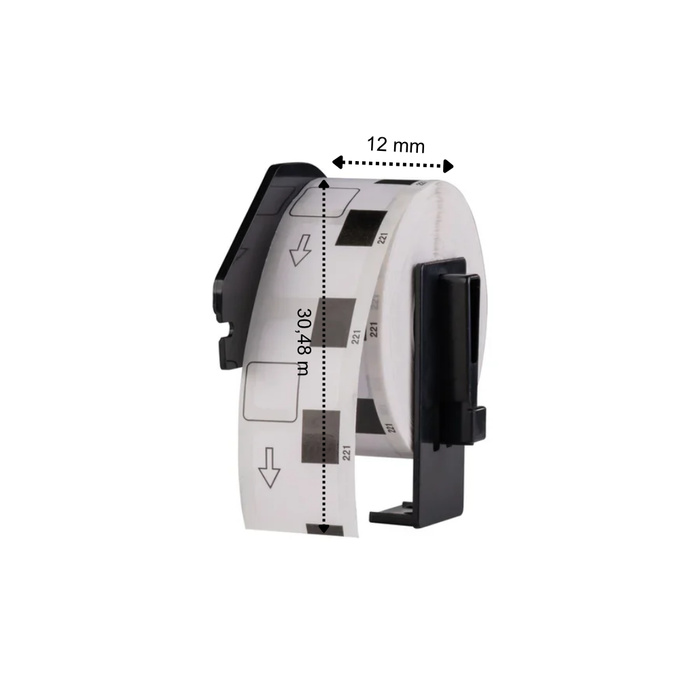 Etiquetas compatibles con DK-22214, 12 mm × 30,48 m, incluido el soporte Brother, permanentes