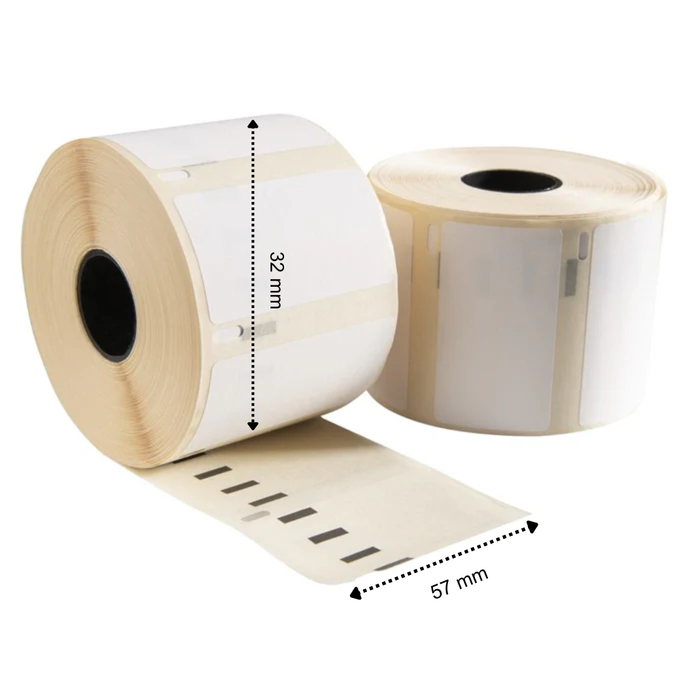Etiquetas compatibles Dymo 11354 / S0722540, 57 mm x 32 mm, 1000 etiquetas por rollo, blanco, permanente