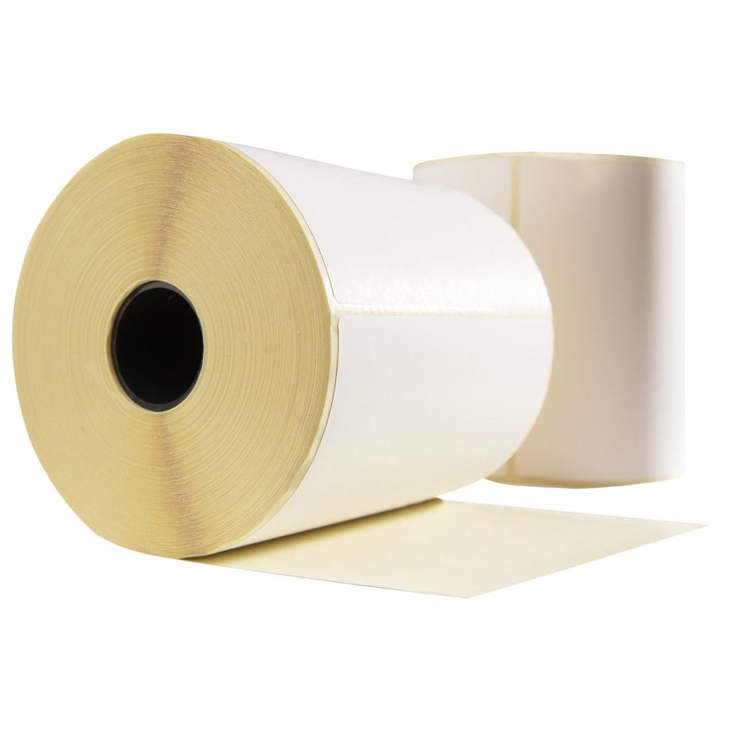 Etiquetas de envío BPost, 102 mm x 150 mm, 300 etiquetas por rollo, mandril de 25 mm, blanco, térmico ECO, permanente con perforación