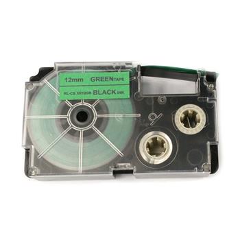 Cinta compatible CASIO XR-12GN negra sobre verde 12 mm x 8 m