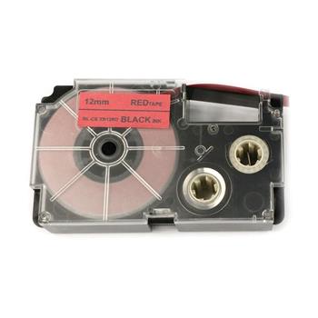 Cinta compatible con CASIO XR-12RD negra sobre roja 12 mm x 8 m
