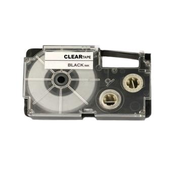 Cinta compatible CASIO XR-12X negra sobre transparente 12 mm x 8 m