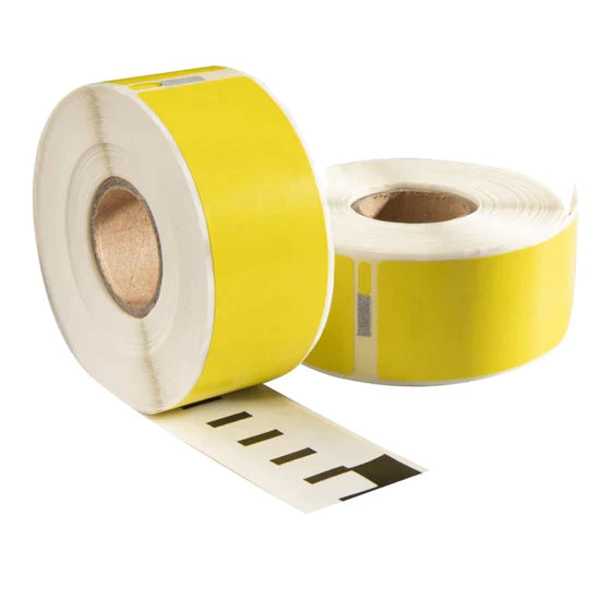 Etiquetas compatibles con 11352 / S0722520, 54 mm x 25 mm, 500 etiquetas por rollo, amarillas, permanentes