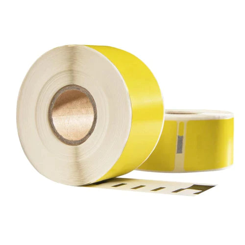 Etiquetas compatibles con 11352 / S0722520, 54 mm x 25 mm, 500 etiquetas por rollo, amarillas, permanentes