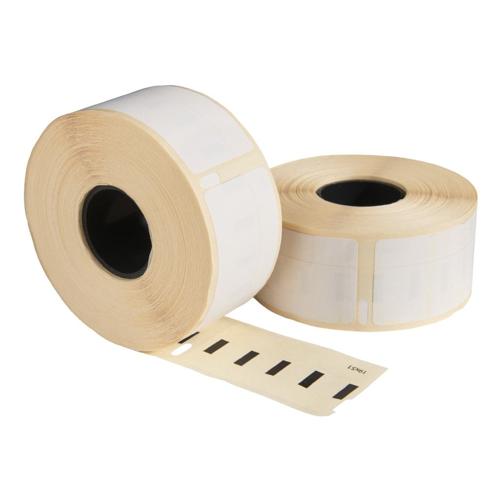 Etiquetas compatibles Dymo 11355 / S0722550, 19 mm x 51 mm, 500 etiquetas por rollo, blanco, permanente