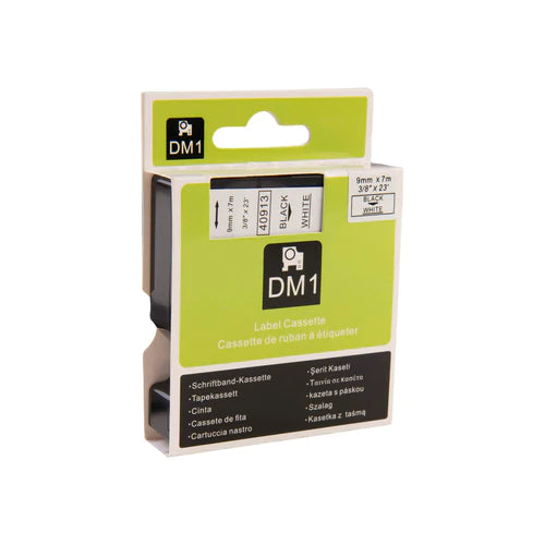 Cinta compatible Dymo D1 40921 (S0720750) blanco sobre negro 9 mm x 7 m