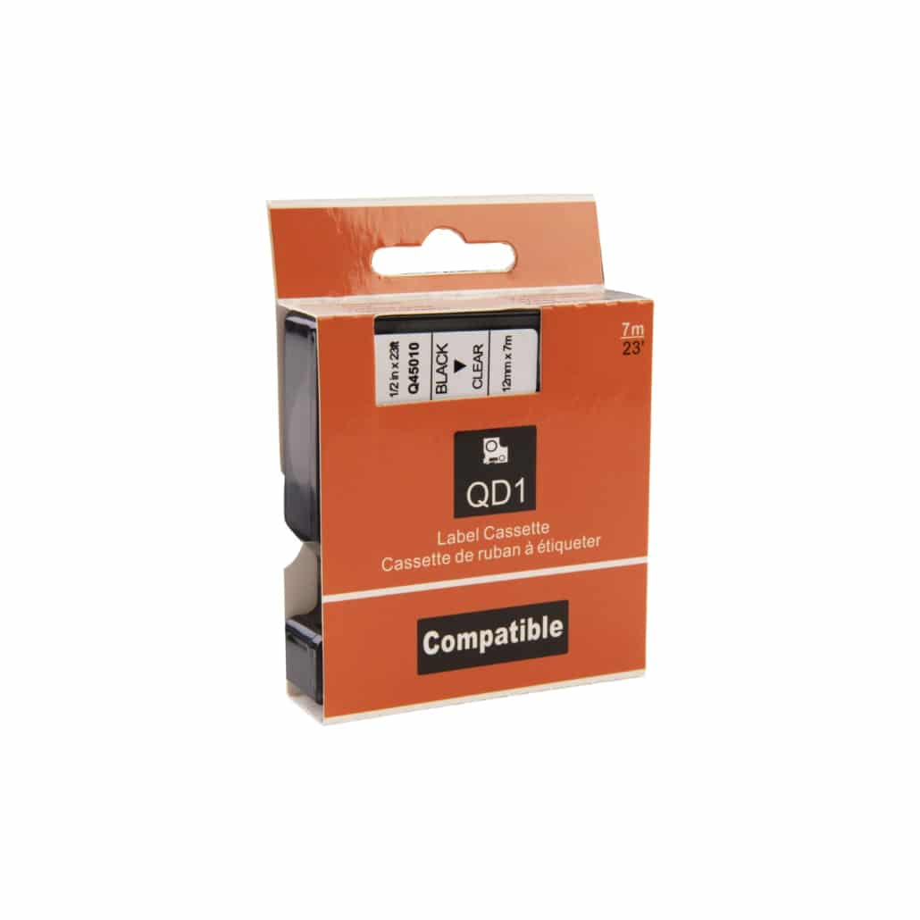 Cinta Dymo D1 compatible 45015 (S0720550) rojo sobre blanco 12 mm x 7 m