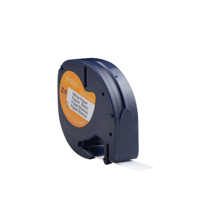 Cinta compatible con Dymo 91200 (S0721510) negro sobre blanco (papel) 12 mm x 4 m