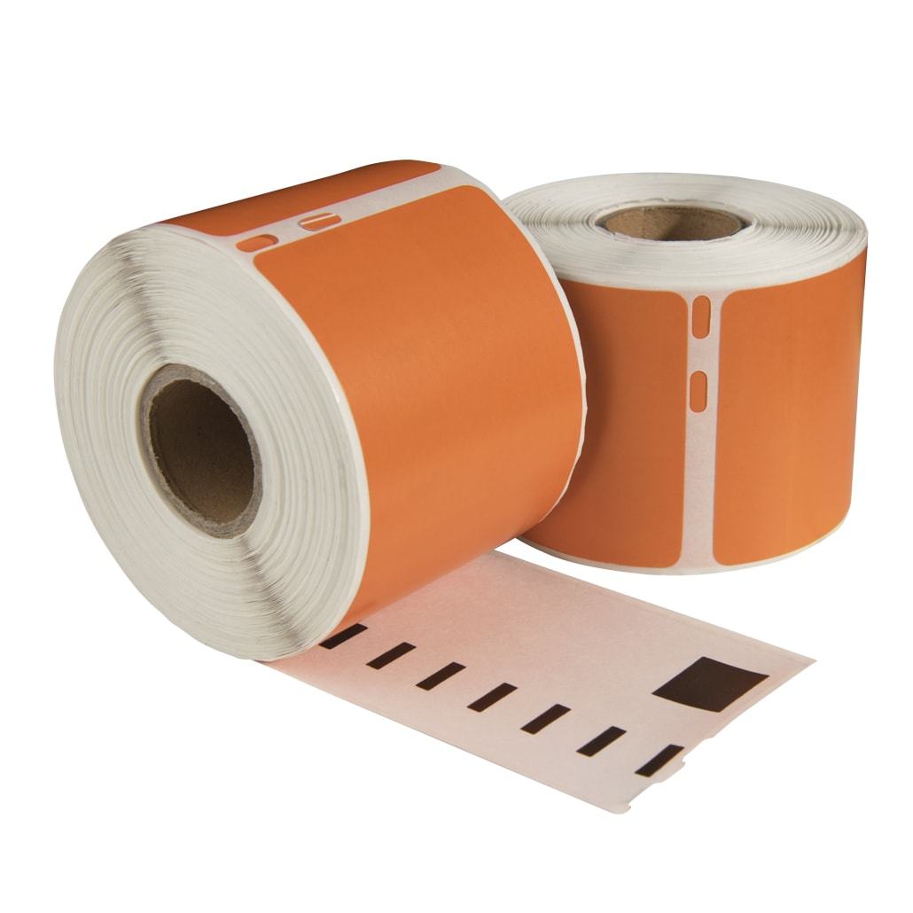 Etiquetas compatibles con Dymo 99014 naranjas, 101 mm x 54 mm, 220 etiquetas, permanentes
