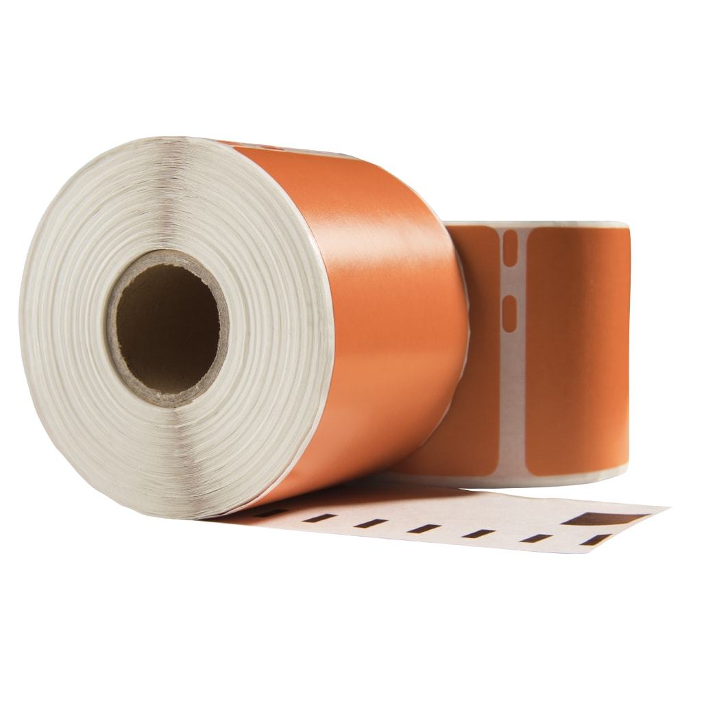 Etiquetas compatibles con Dymo 99014 naranjas, 101 mm x 54 mm, 220 etiquetas, permanentes