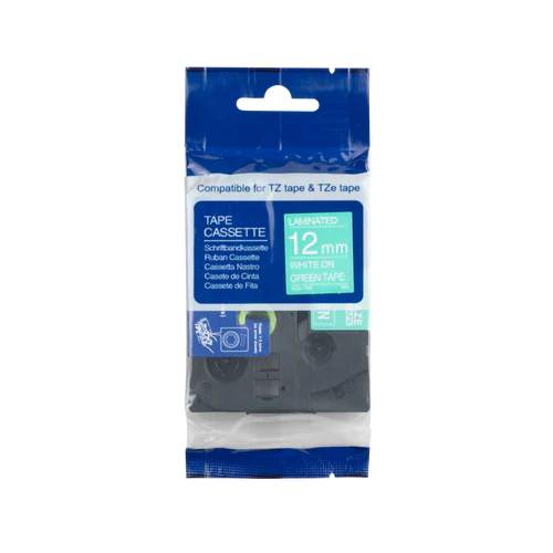 Cinta TZE-535 compatible con Brother, blanco sobre azul, 12 mm x 8 m