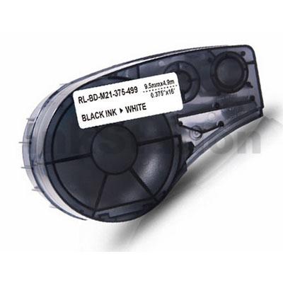 Cinta vinílica Brady M21-375-499 negra sobre blanco 9,53 mm x 4,88 m (compatible)