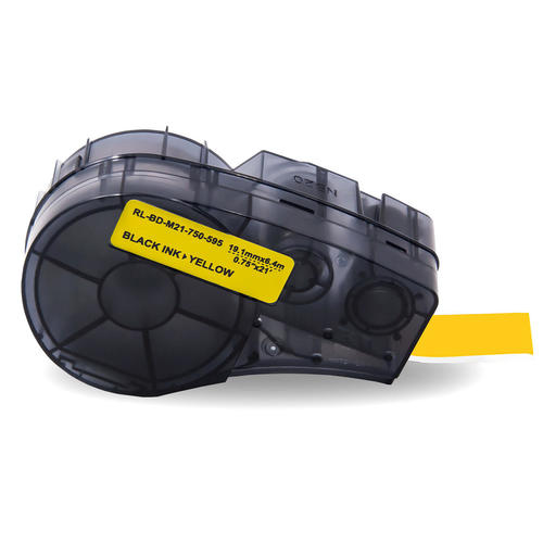 Cinta vinílica negra sobre amarilla Brady M21-750-595-YL 19,1 mm x 6,40 m (compatible)
