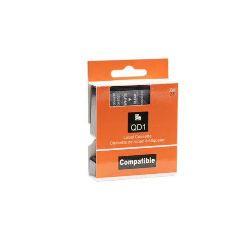 Cinta compatible con Dymo D1 45020 (S0720600), blanca sobre transparente, 12 mm x 7 m