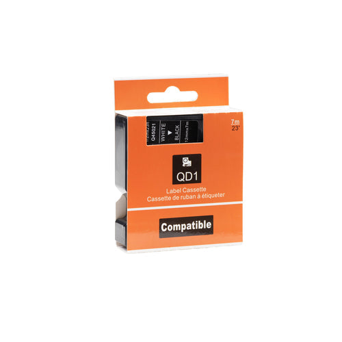 Cinta Dymo D1 compatible 45027 blanca sobre rojo 12 mm x 7 m