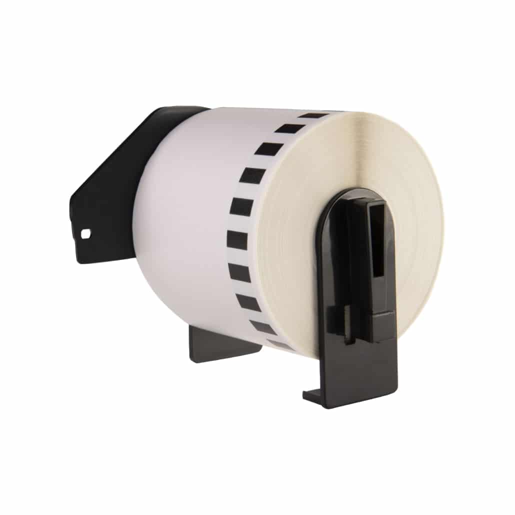 Etiquetas compatibles con Brother DK-22205, 62 mm x 30,48 m, con portacasetes Brother, permanentes