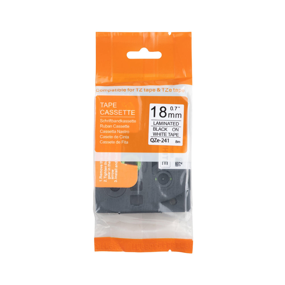 Cinta Brother compatible TZe-143 azul sobre transparente, 18 mm x 8 m