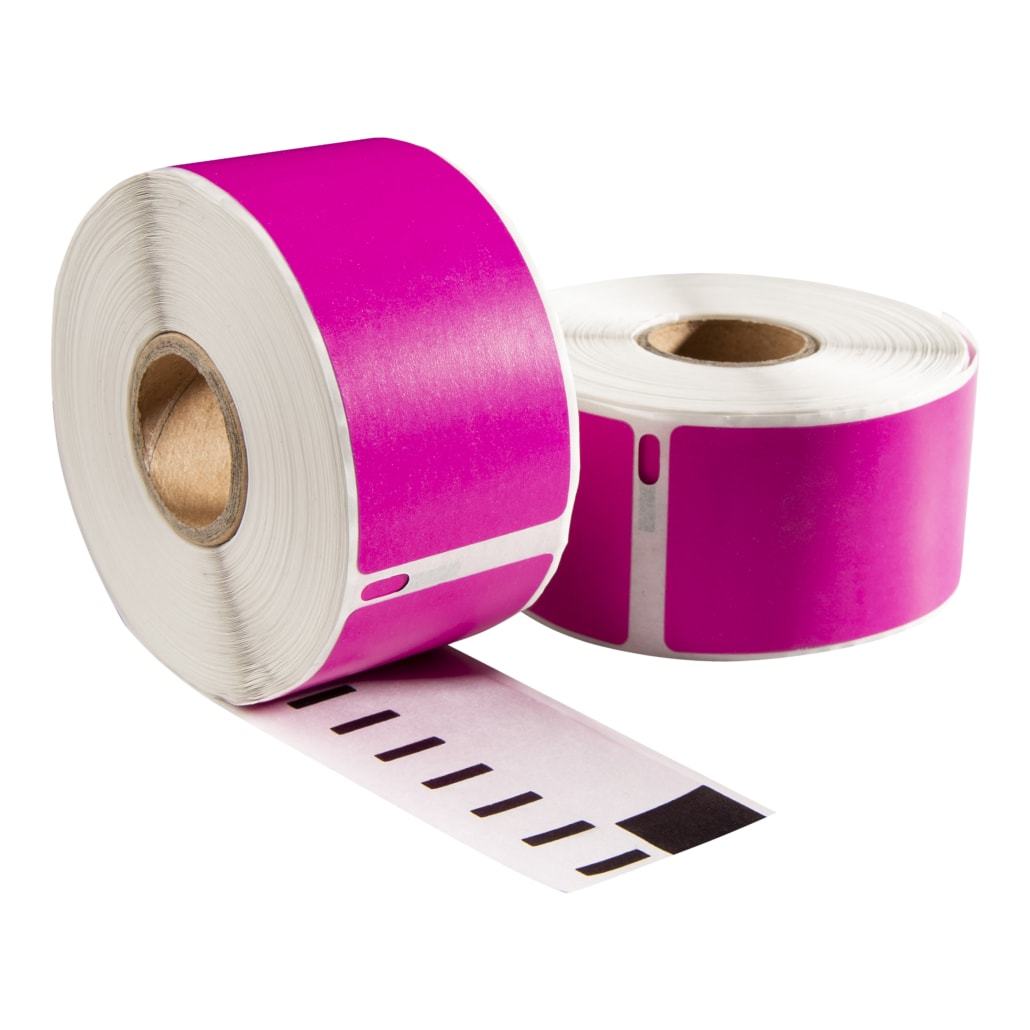 Etiquetas compatibles con Dymo 99010 rosa, 89 x 28 mm, 130 etiquetas, permanentes