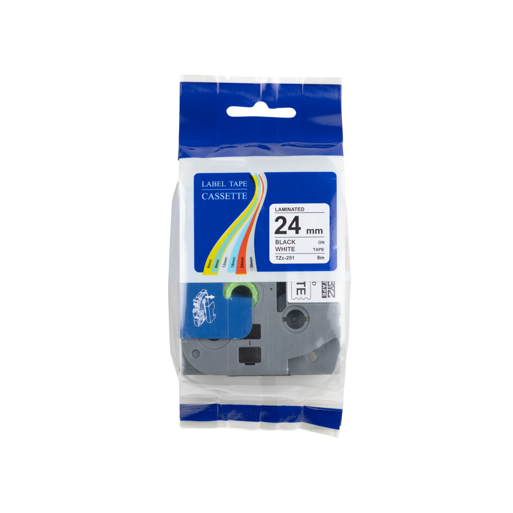 Cinta Brother compatible TZe-153 azul sobre transparente, 24 mm x 8 m