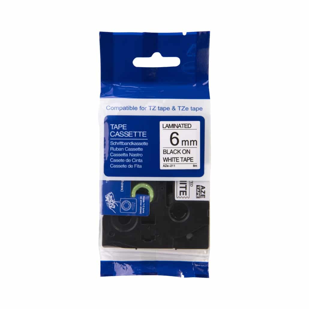 Cinta Brother compatible TZe-611 negro sobre amarillo 6 mm x 8 m